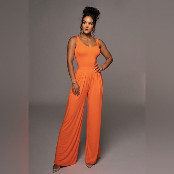 JLUXLABEL Pants - JLUXLABEL Devyn Wide Leg Pants (Tangerine)